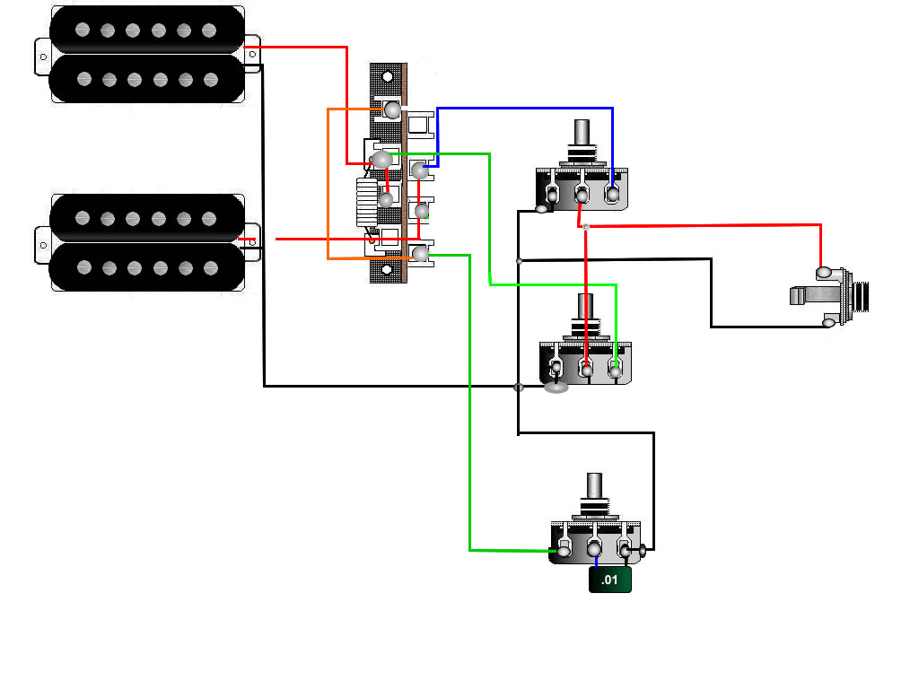 Dual Humbucker Guitar Wiring Diagram from www.skguitar.com