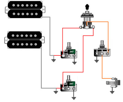 Electric Guitar Wiring Diagram Two Pickup from www.skguitar.com